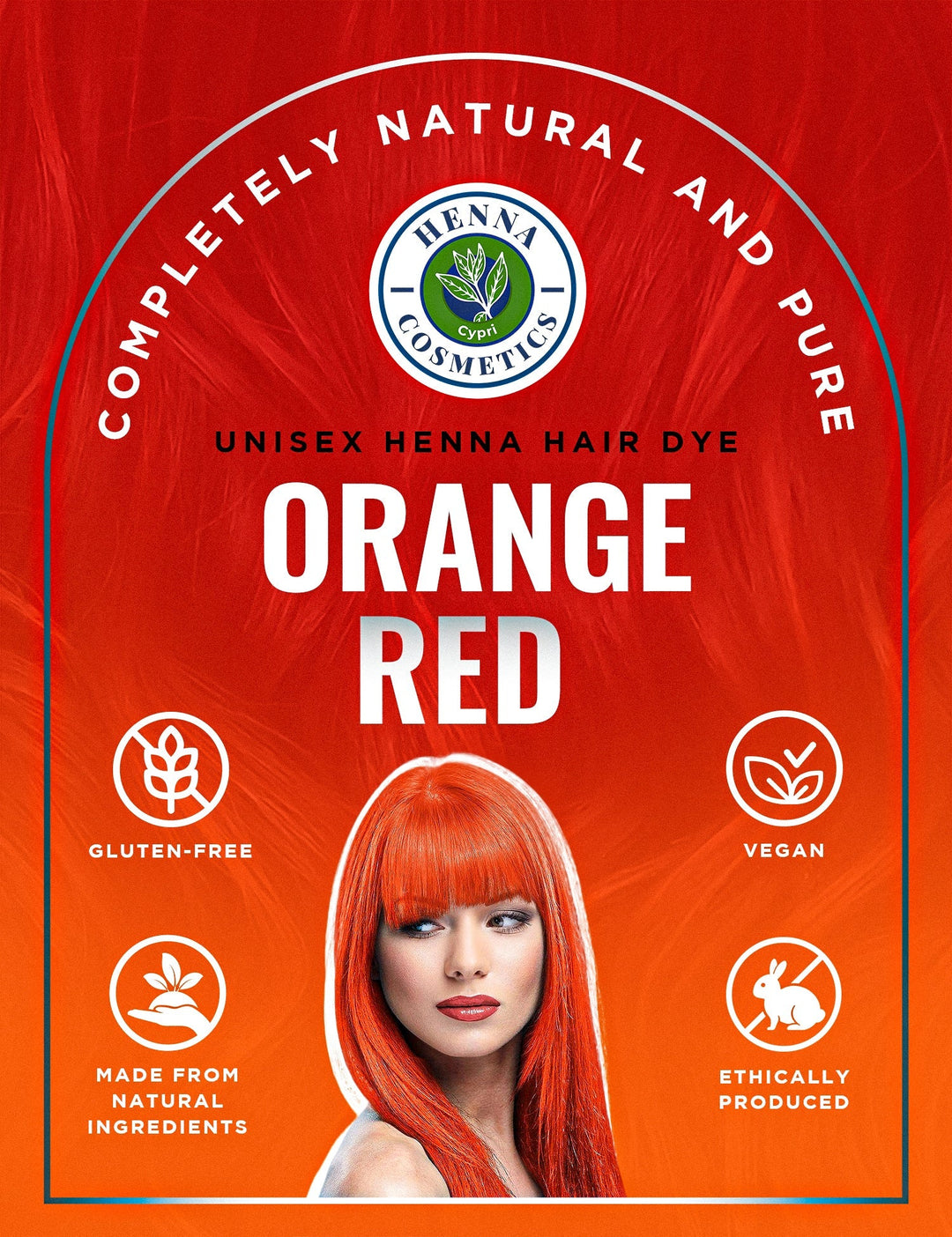 Orange Red 100% Natural Hair Dye Kit | Vibrant Ammonia-Free Coloring with Pure Henna & Herbs