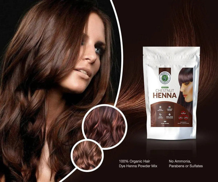 Black, Brown, Burgundy & Chestnut Henna Hair Dye  Mix | 50 Grams (1.7 oz.) | 100% Natural Hair Coloring - Henna Cosmetics