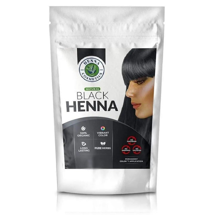 Black Henna Mix, Hair Dye 100 Grams + Pure Indigo Powder 100 Grams. (Bundle for Gray Hair) - Henna Cosmetics