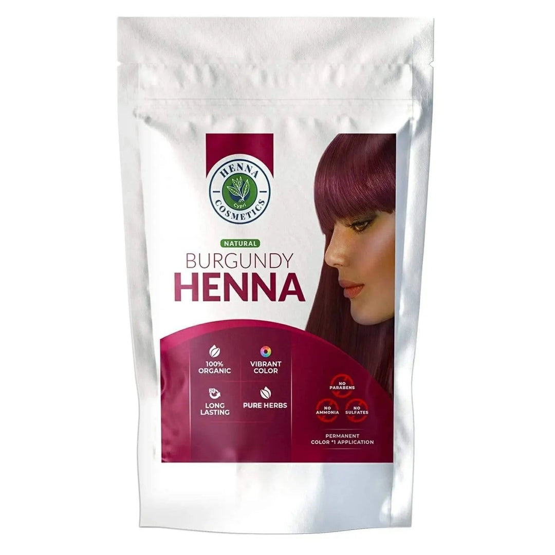 Burgundy Henna Mix, Hair Dye 100 Grams + Pure Indigo Powder 100 Grams. (Bundle for Gray Hair) - Henna Cosmetics