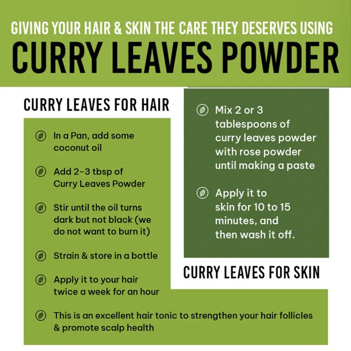 Curry Leaves Powder 200 Grams (7.05 oz.) for Hair Conditioning - Henna Cosmetics