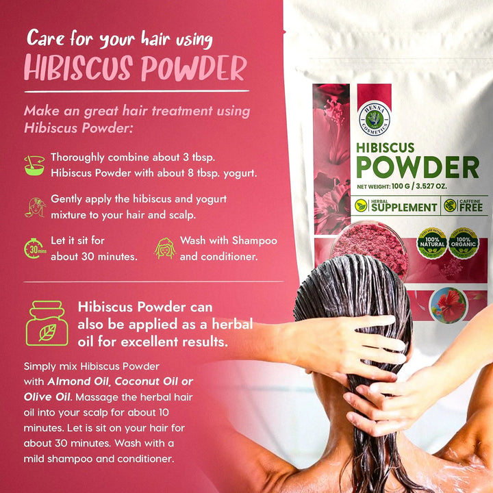 Hibiscus Powder 100 Grams (3.53 oz.) Herbal Supplement for Tea, Skin and Hair