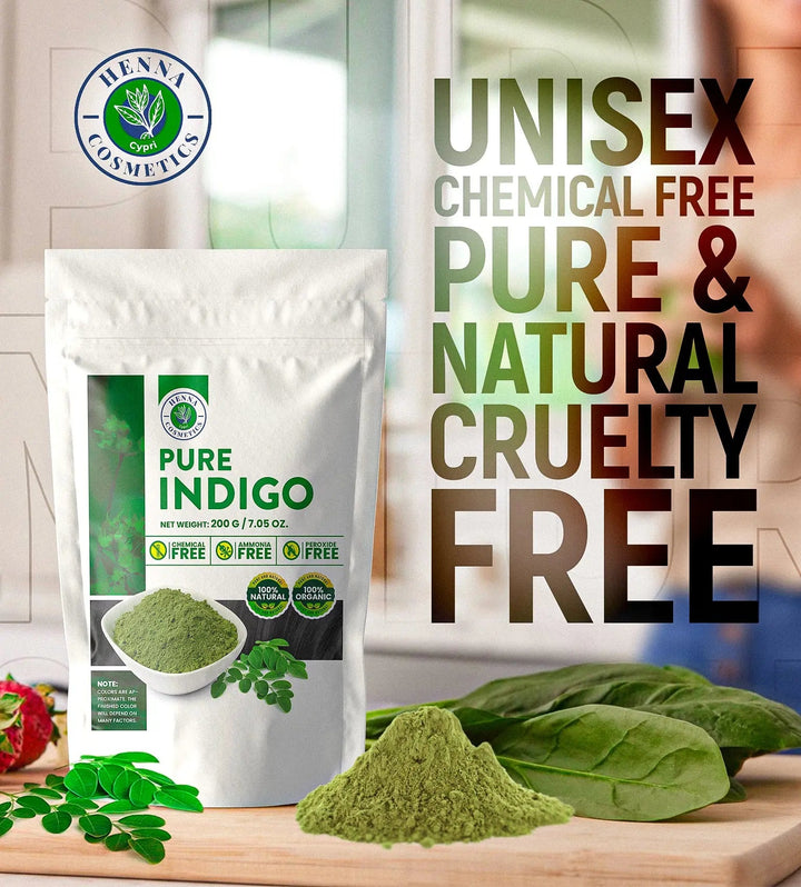 Indigo Powder For Hair Dye 100 Grams (3.52 oz.) Black Coloring, For Use With Pure Henna - Henna Cosmetics