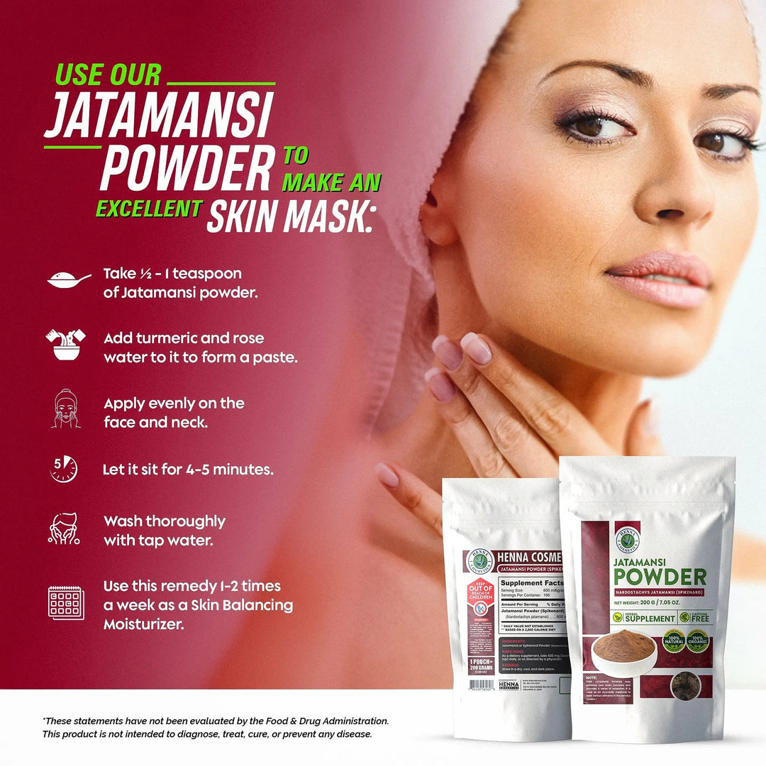 Jatamansi Powder (Rhizome) 100 Grams (3.53 oz.) Herbal Supplement - Henna Cosmetics