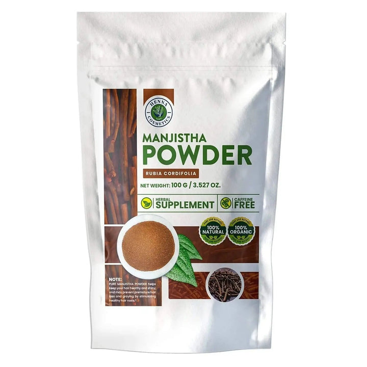 Manjistha Powder 100 Grams (3.53 oz.) Herbal Supplement - Henna Cosmetics