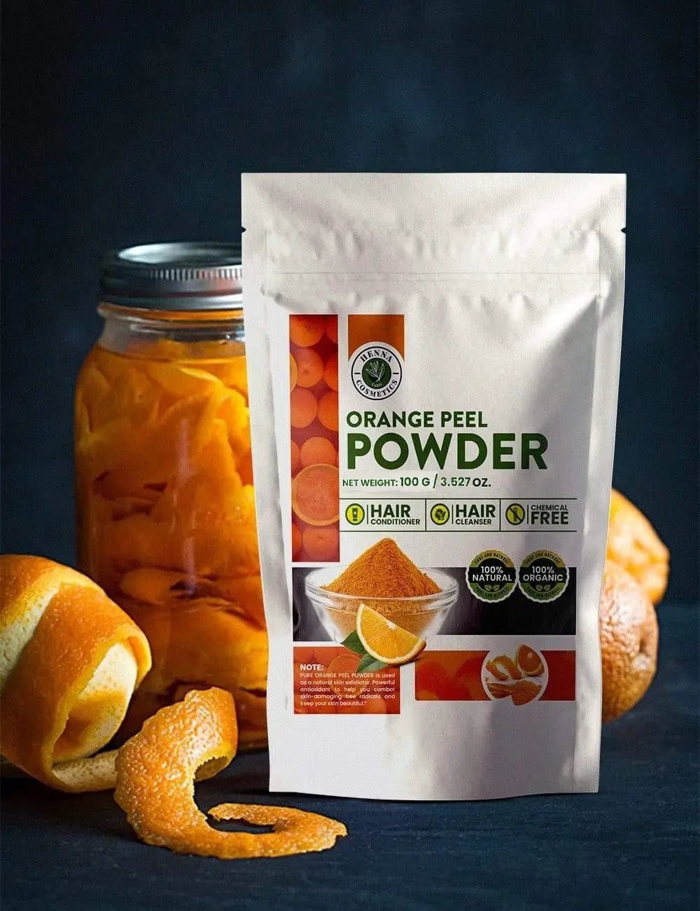 Orange Peel Powder 100 Grams (3.53 Oz.) Herbal Supplement for Hair and Skin - Henna Cosmetics