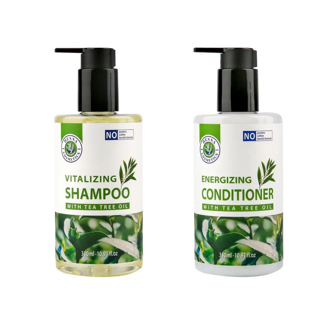 Tea Tree Oil Shampoo and Conditioner Set | Sulfate Free, Paraben Free  | 10.4 FL oz. Each - Henna Cosmetics