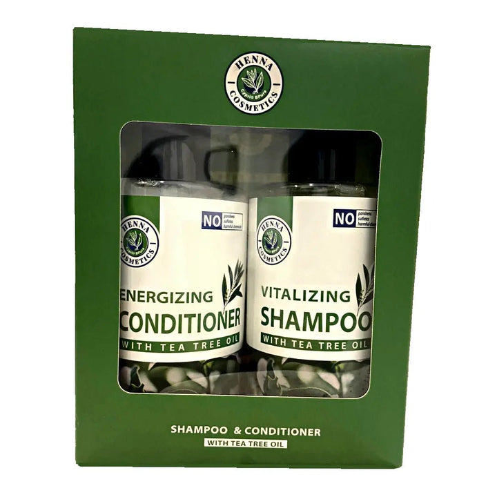 Tea Tree Oil Shampoo and Conditioner Set | Sulfate Free, Paraben Free  | 10.4 FL oz. Each - Henna Cosmetics