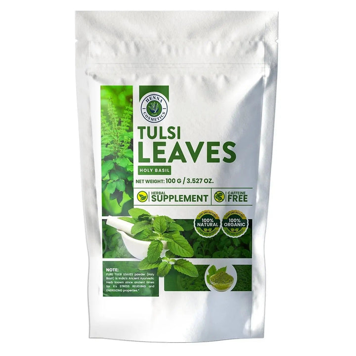 Tulsi Leaves Powder (Holy Basil) 100 Grams (3.53 oz.) Herbal Supplement - Henna Cosmetics