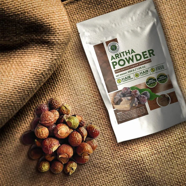 Aritha Powder (Soapnut) 100% Natural, Pure, Organic, |200Grams/(7.05 ounces)| Raw, Non-GMO - Hair &amp; Skin Cleanser and Conditioner | Henna Cosmetics - Henna Cosmetics