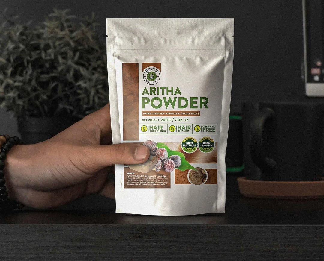 Aritha Powder (Soapnut) 100% Natural, Pure, Organic, |200Grams/(7.05 ounces)| Raw, Non-GMO - Hair &amp; Skin Cleanser and Conditioner | Henna Cosmetics - Henna Cosmetics